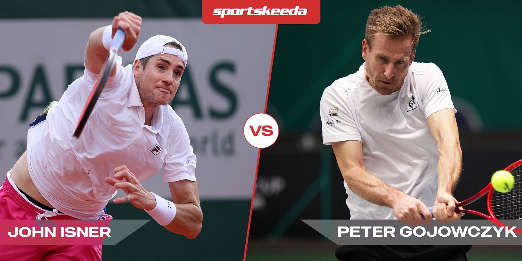 John Isner (L) will face Peter Gojowczyk in the second round of the Hall of Fame Open