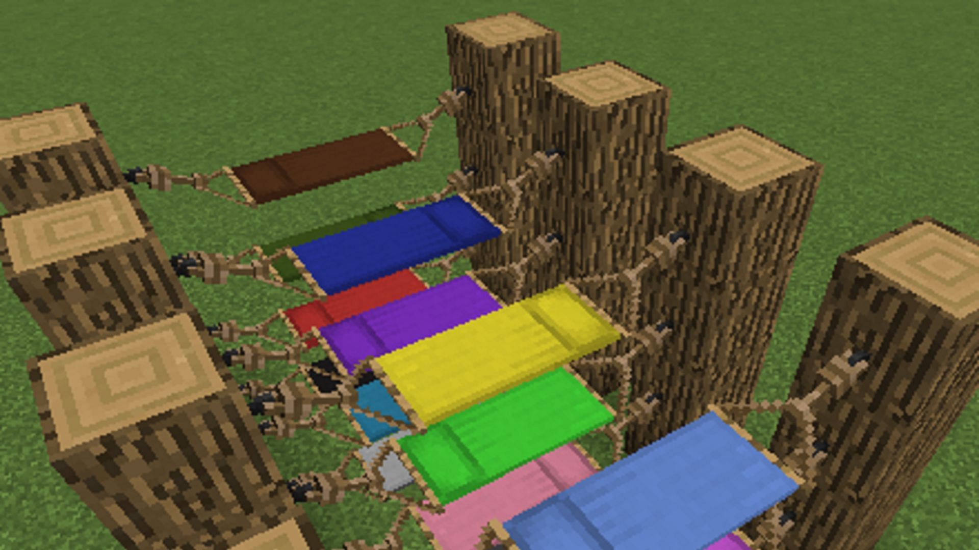 Colorful player-made hammocks made in Comforts (Image via TheillusiveC4/CurseForge)