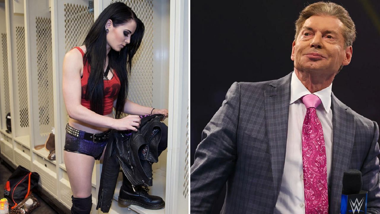 Former NXT Women&#039;s Champion Paige (left); Vince McMahon (right)