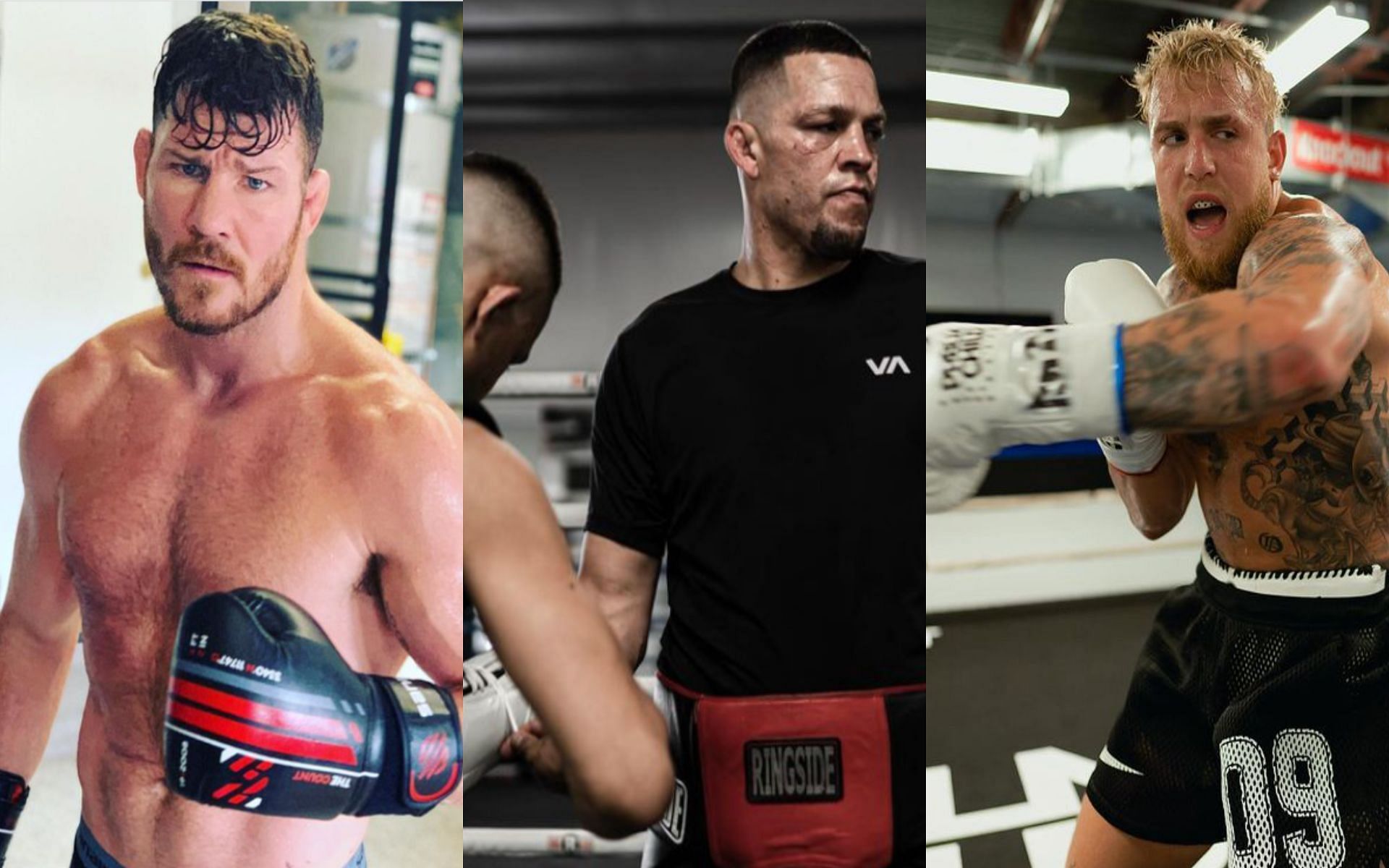 Michael Bisping (L), Nate Diaz (M), and Jake Paul (R) [Images Courtesy: @mikebisping, @natediaz209, and @jakepaul on Instagram]