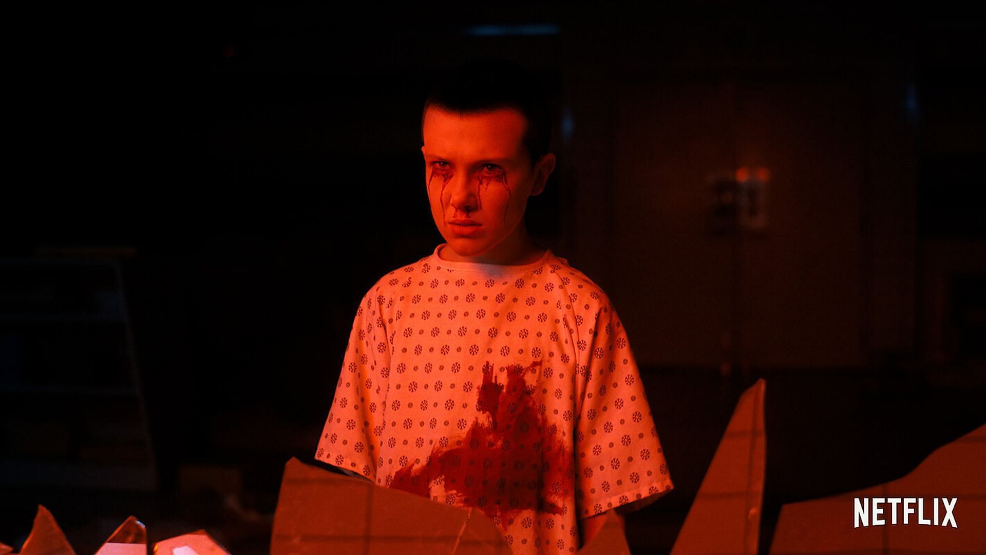 Still from Netflix&#039;s Stranger Things Season 4 Volume 2 - young Eleven (Image via Netflix)