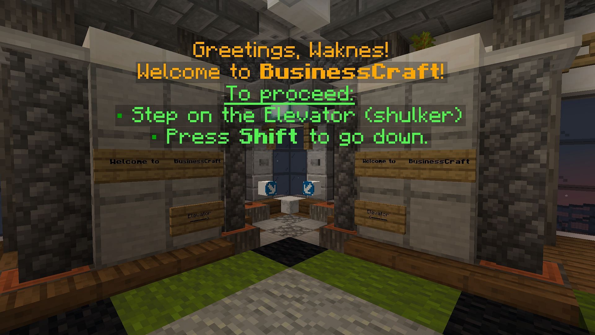 The BusinessCraft spawn area (Image via Minecraft)