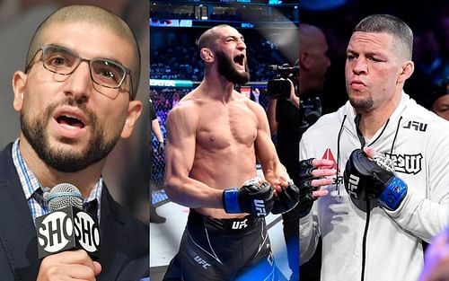 Ariel Helwani, Khamzat Chimaev, and Nate Diaz