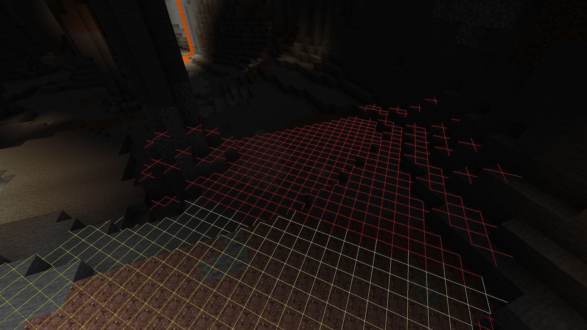 The overlay showing where mobs can spawn (Image via Minecraft)