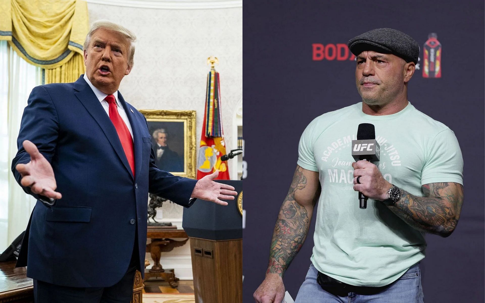 Donald Trump (left), Joe Rogan (right)