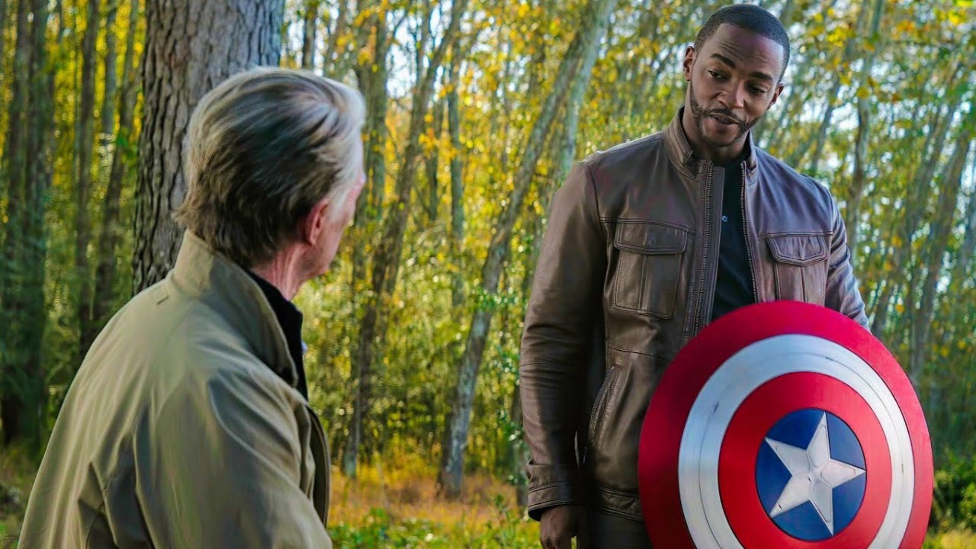 Steve Rogers handing over his shield to Sam Wilson in the concluding moments of Avengers: Endgame (Image via BestScene/YouTube)