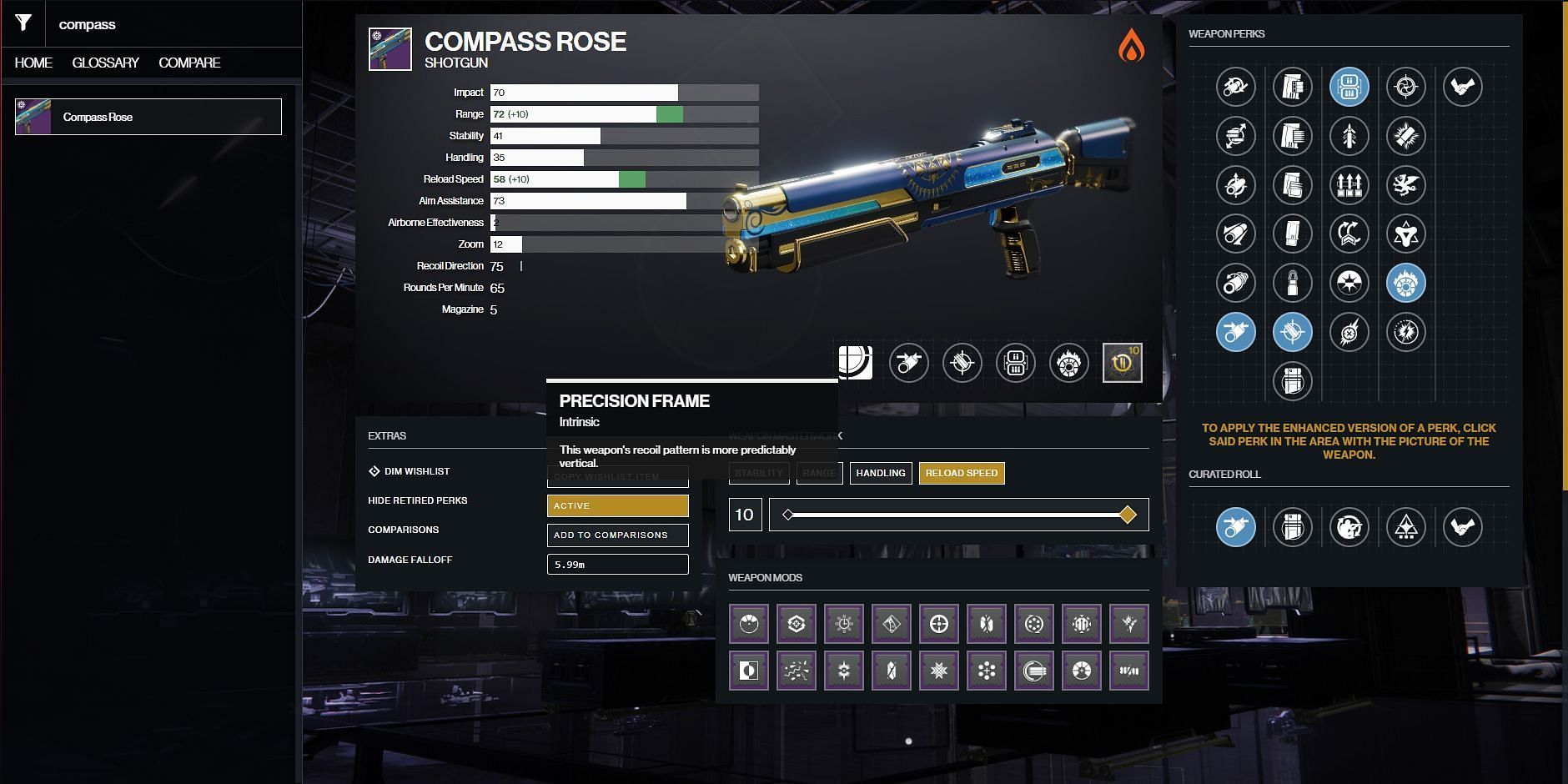 Compass Rose best PvE perks (Image via Bungie)