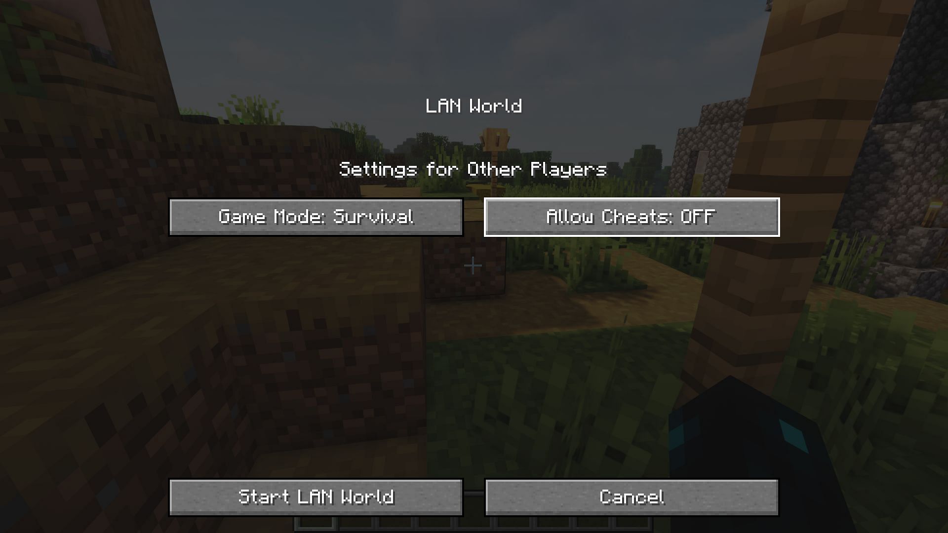 Open to LAN temporarily allows cheats so that players can enter commands (Image via Minecraft 1.19 update)