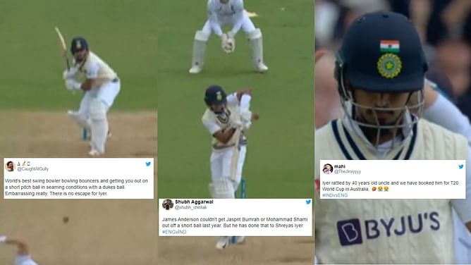 "Iyer rattled by 40 years old uncle" - Fans troll Shreyas Iyer for falling into short-ball trap once again vs England