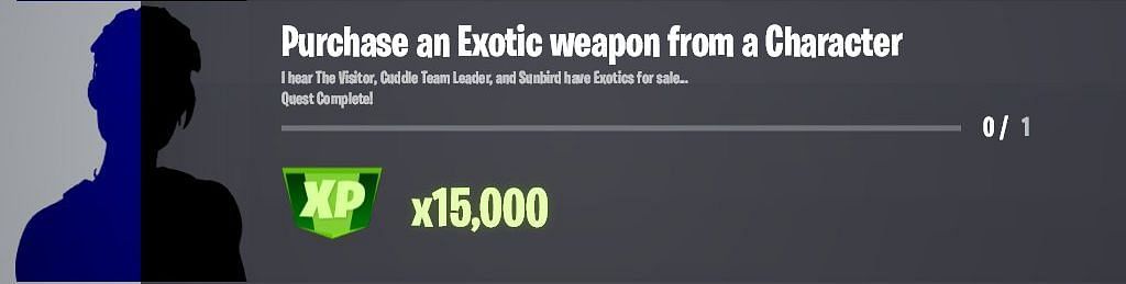 Purchase any exotic weapon in Fortnite to earn 15,000 XP (Image via iFireMonkey/Twitter)