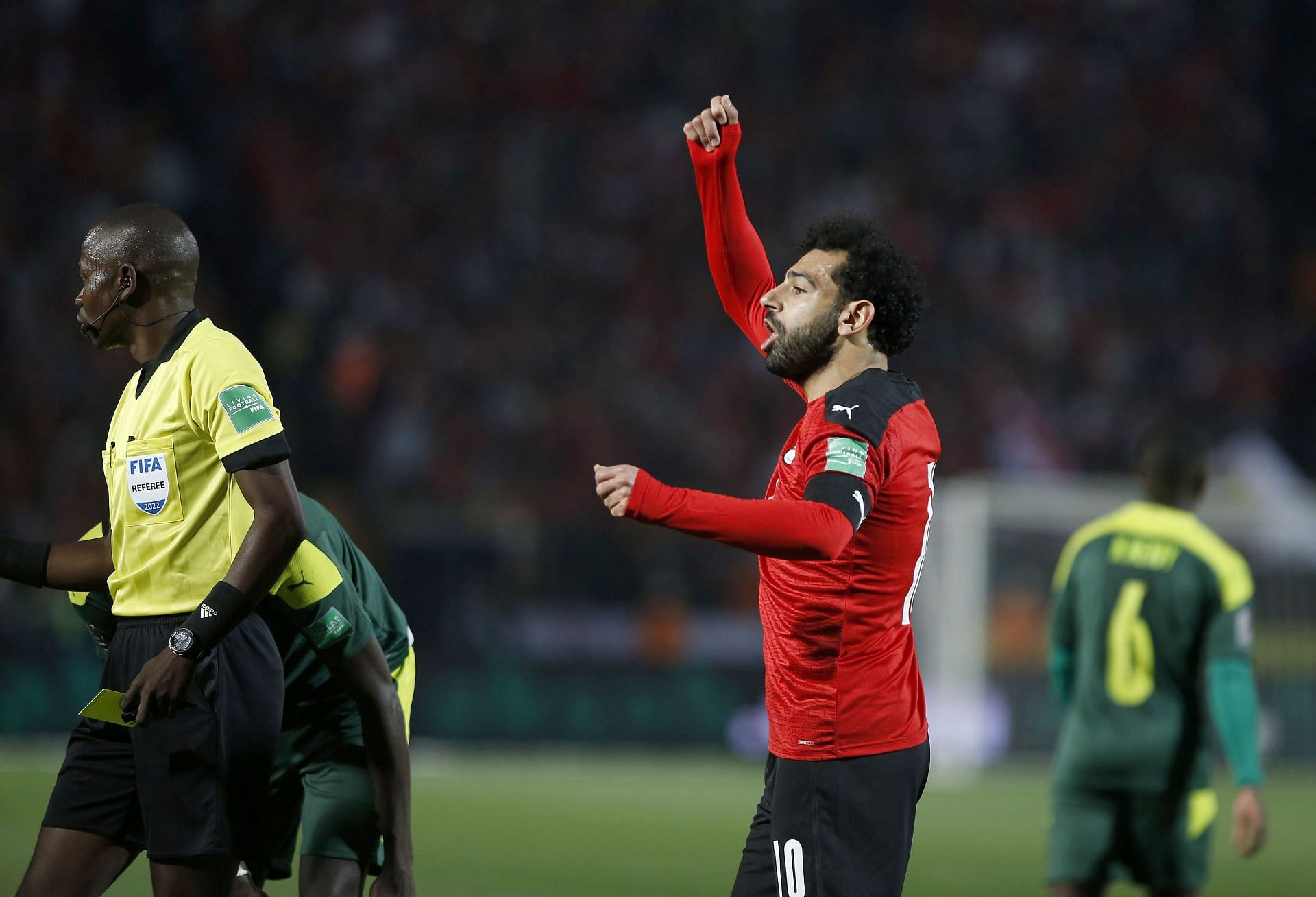 Mohamed Salah in action for Egypt against Senegal 