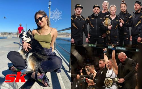  Cynthia Calvillo (left) and Valentina Shevchenko (top right) [Credits: @cynthia.calvillo and @bulletvalentina on Instagram],  and Carla Esparza (bottom right) [Getty]