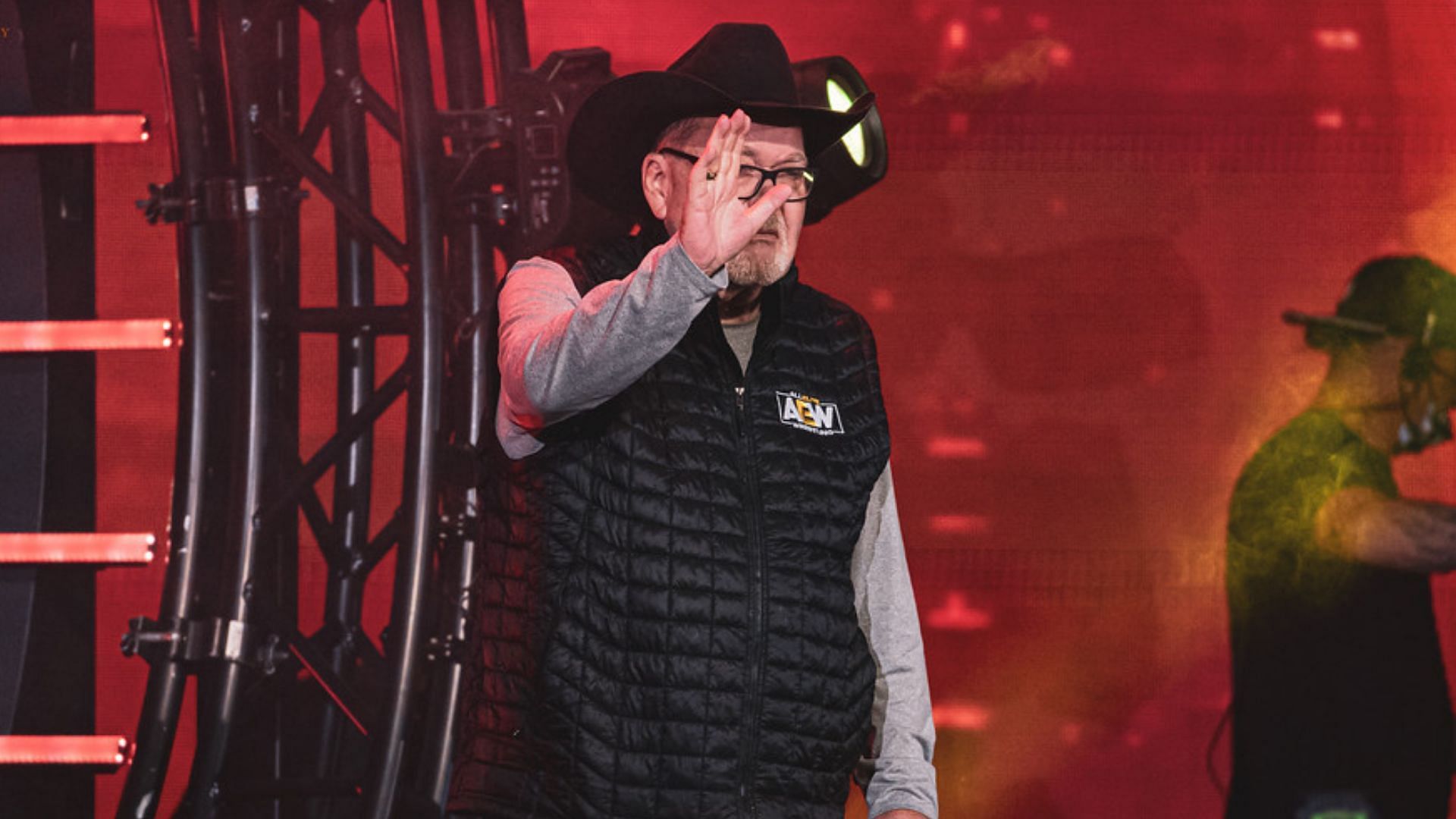 Jim Ross making his entrance at an AEW event