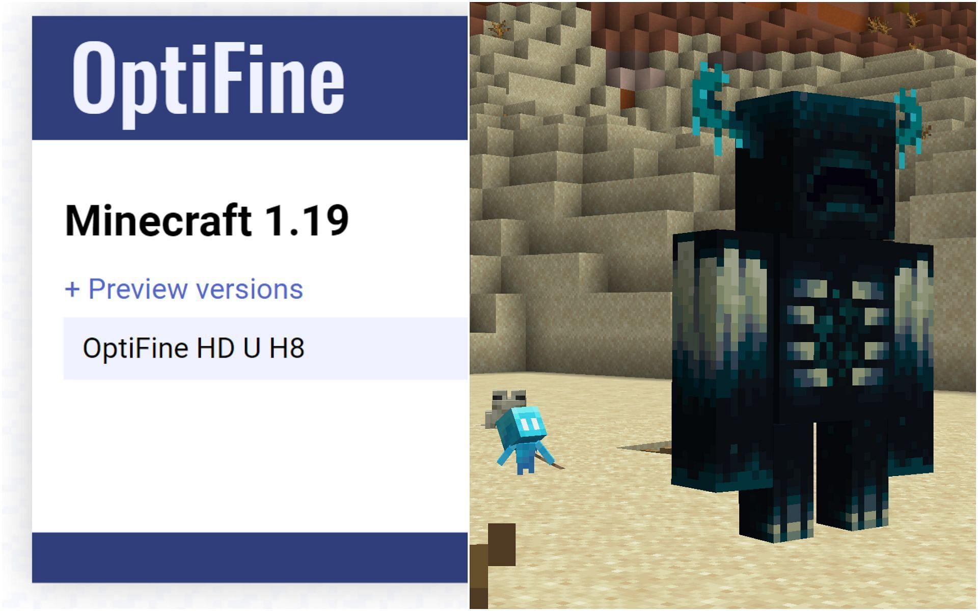 Optifine mod has finally released for Minecraft 1.19 update (Image via Sportskeeda &amp; Mojang)