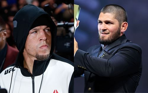 Nate Diaz (left); Khabib Nurmagomedov (right)