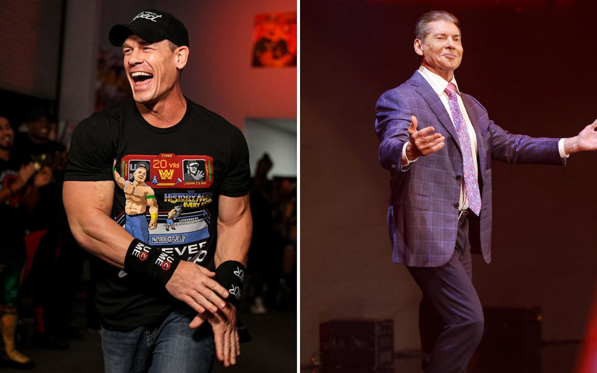 16-time world champion John Cena (left); Vince McMahon (right)