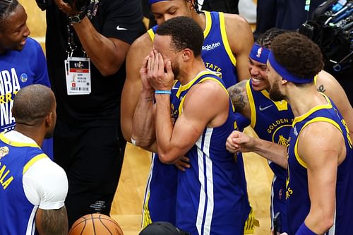 Steph Curry couldn't hold back his emotions after leading the Golden State Warriors to another NBA title. [Photo: FanSided]