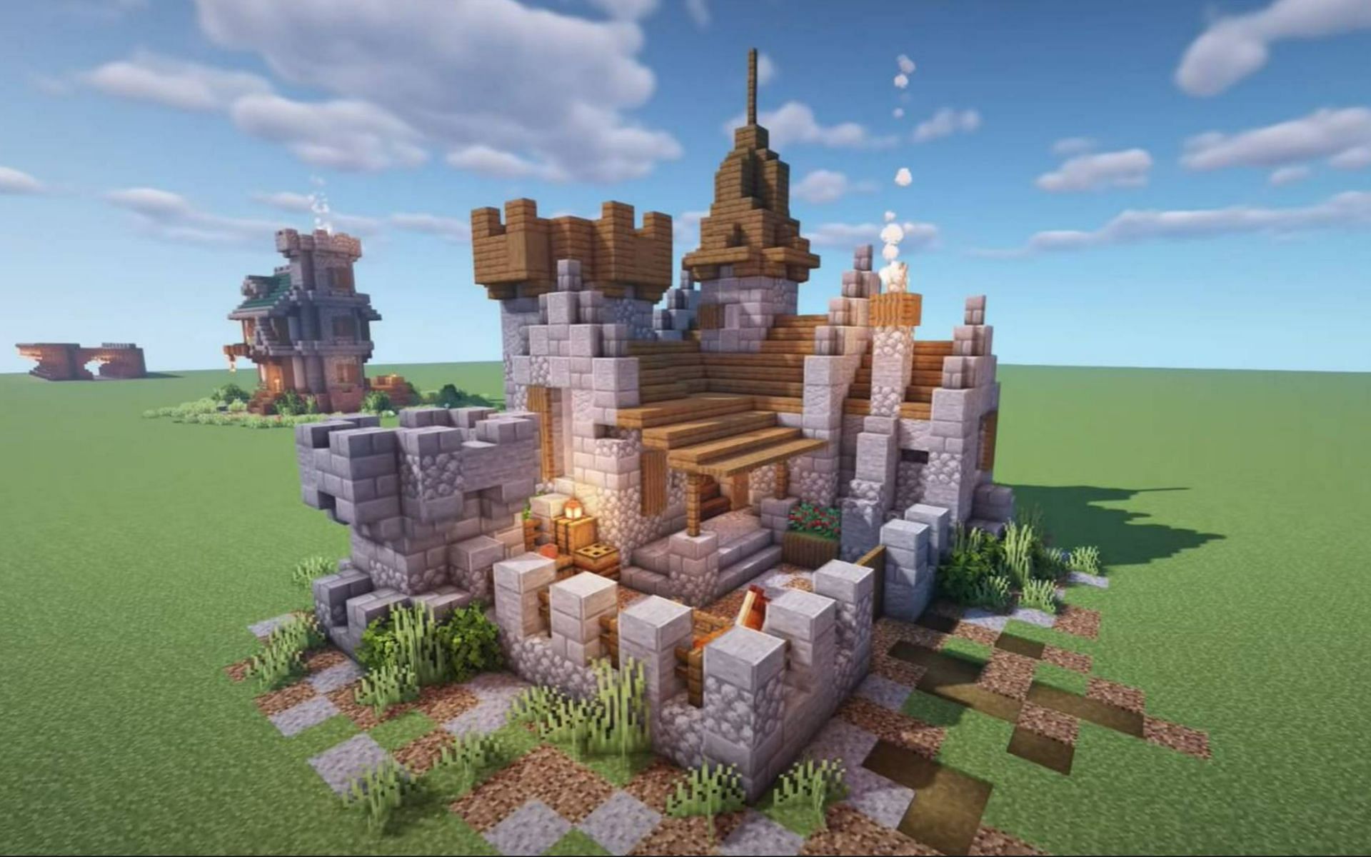 How to build an Awesome Wooden Castle for Minecraft 1.15 Survival 