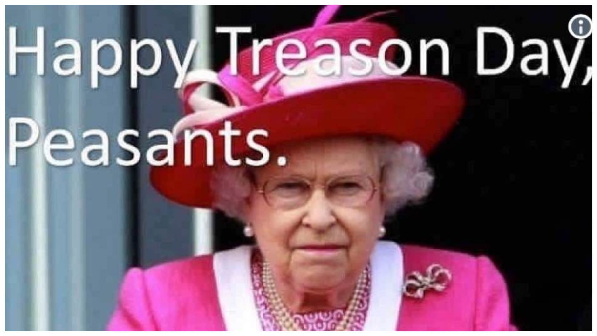 Happy Treason Day memes are trending on Twitter (image via Pinterest/Juliana Jenkins-Gaciarek)