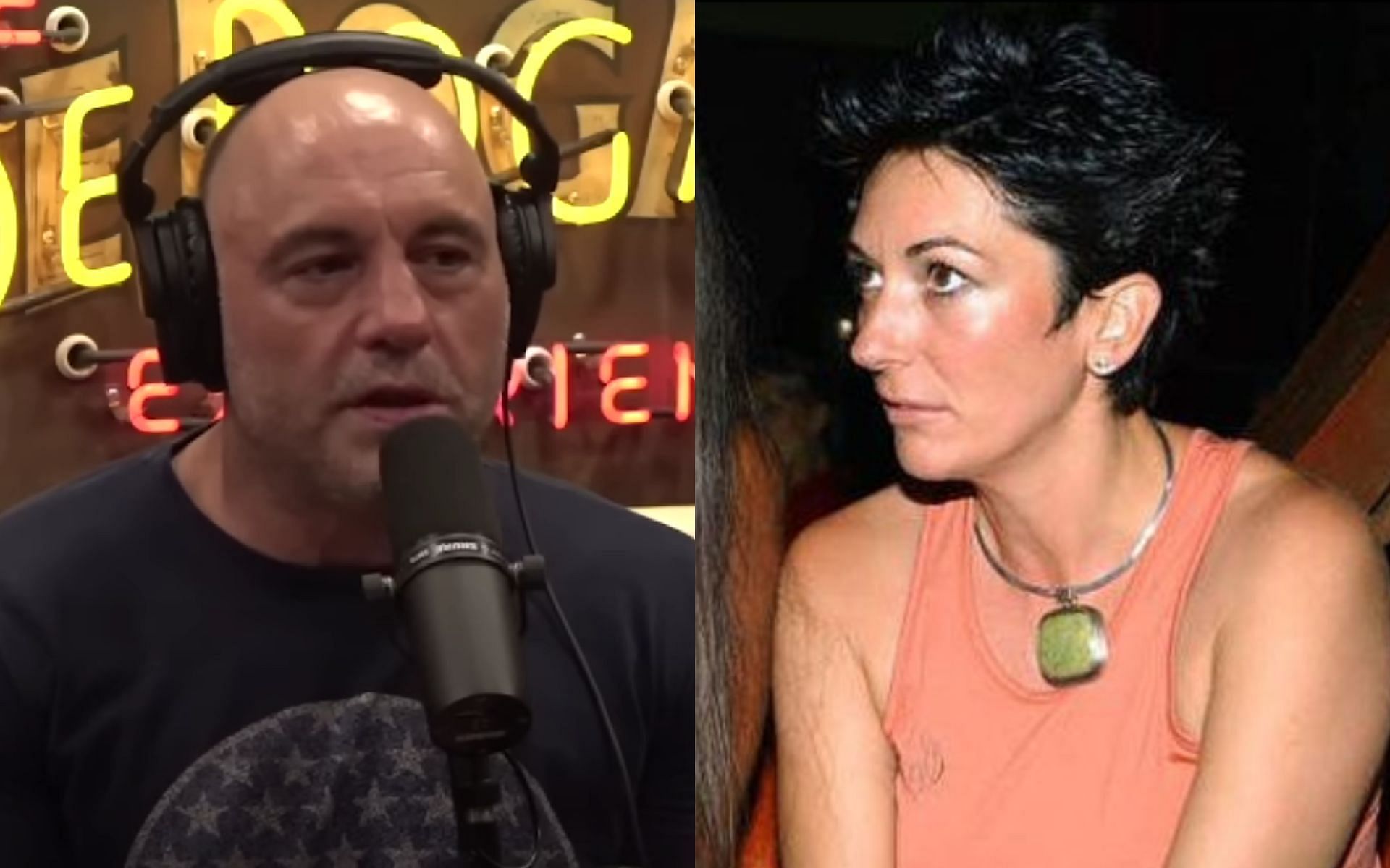 Joe Rogan (left), Ghislaine Maxwell (right) [Images courtesy of @celebswithghislaine on Instagram]