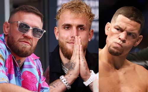 Conor McGregor (left), Jake Paul (center), Nate Diaz (right) (Images via Getty)