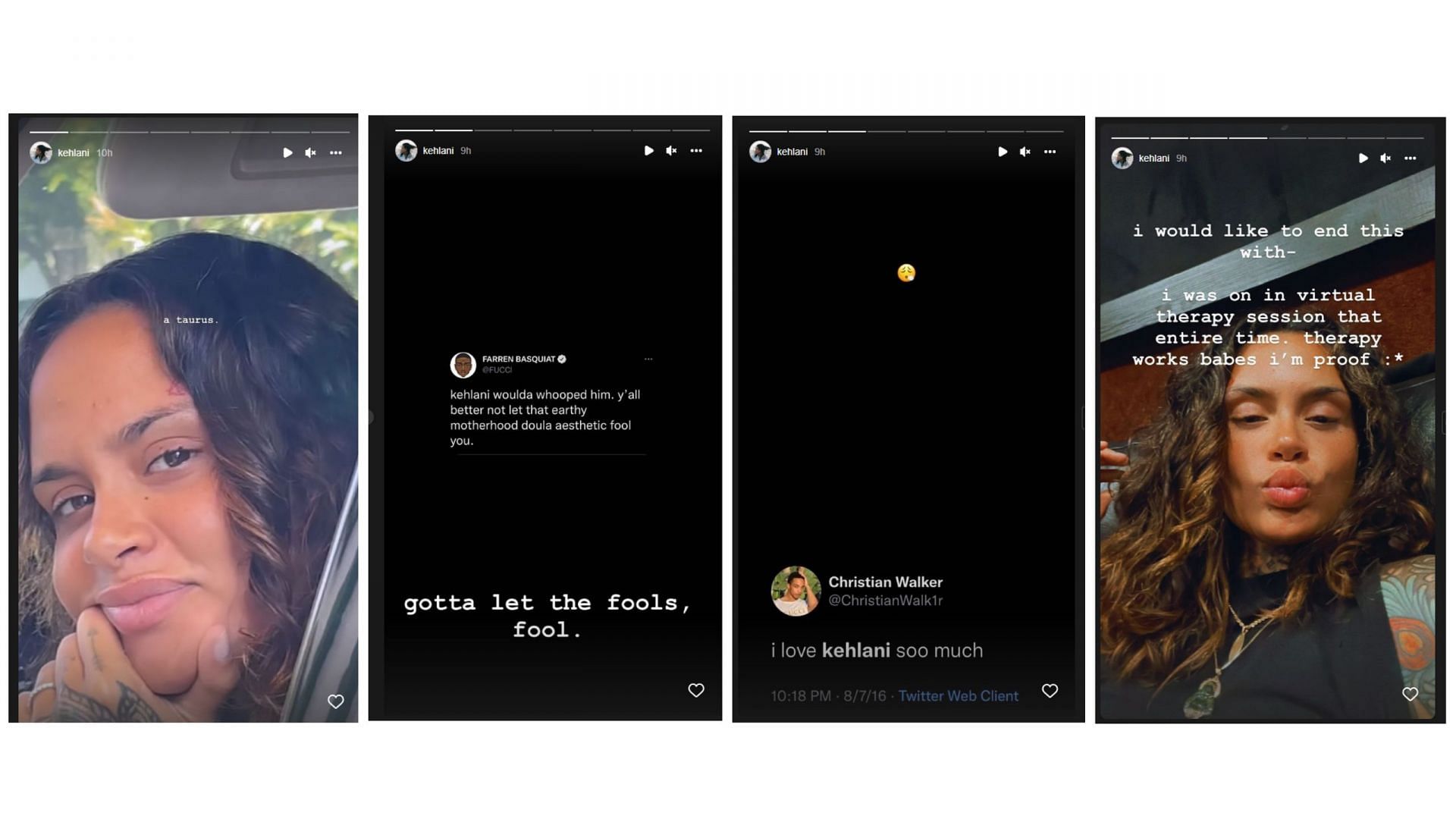 Series of Instagram stories posted by the singer (Image via Kehlani/Instagram)