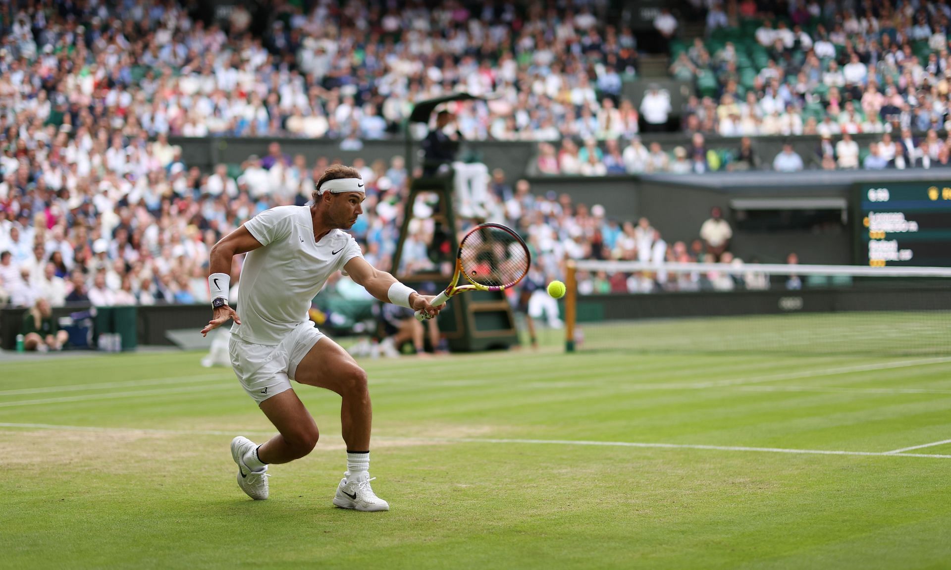 Nadal in action at the 2022 Wimbledon Championships