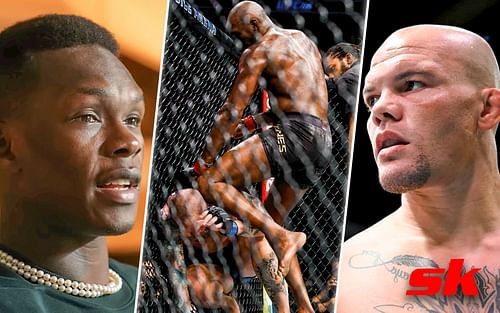 Israel Adesanya (left), Anthony Smith vs Jon Jones (center) & Anthony Smith (right) [Image Credits- @freestylebender on YouTube]