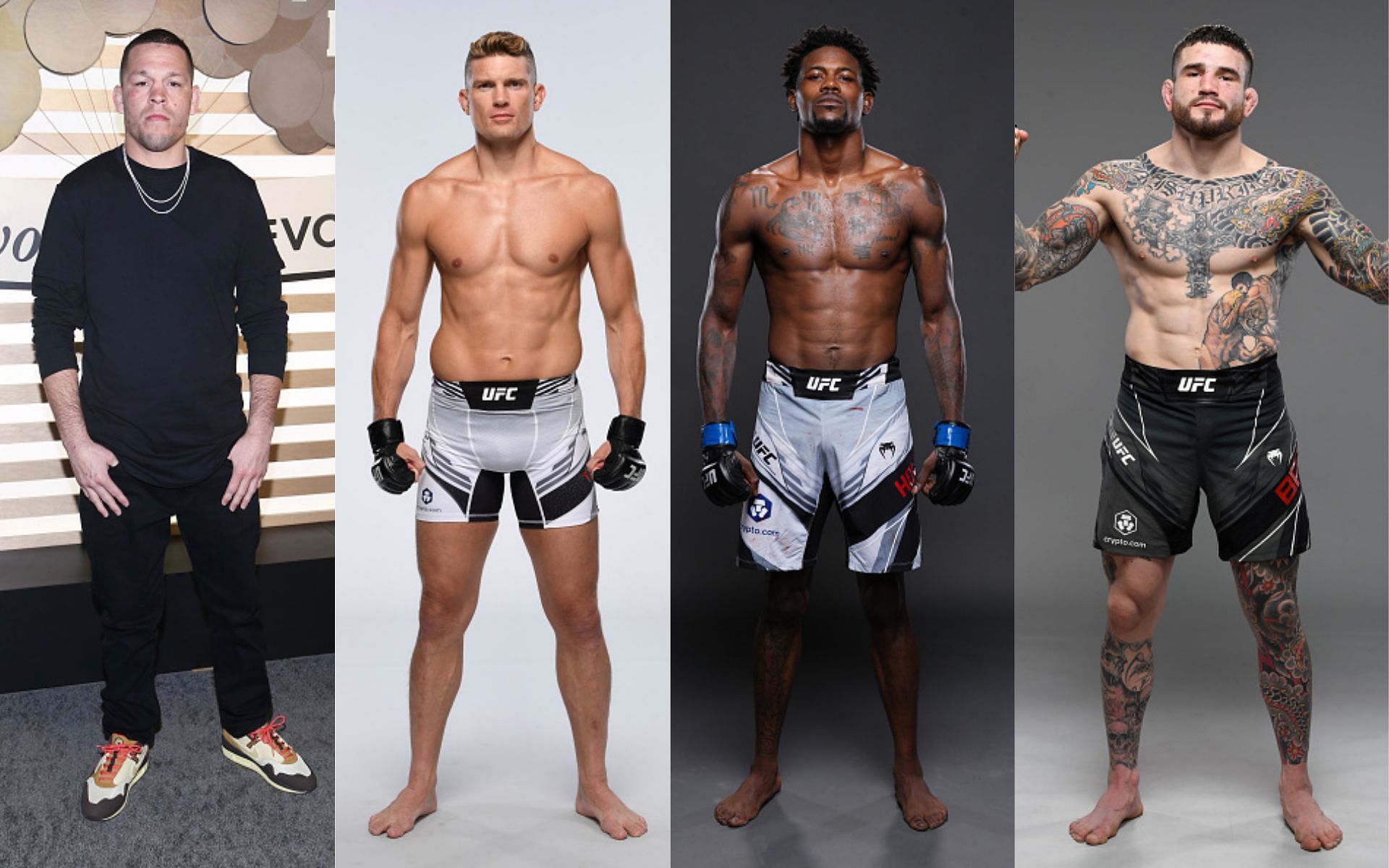 Nate Diaz (far left), Stephen Thompson (middle left), Kevin Holland (middle right), and Sean Brady (far right)(Images via Getty)