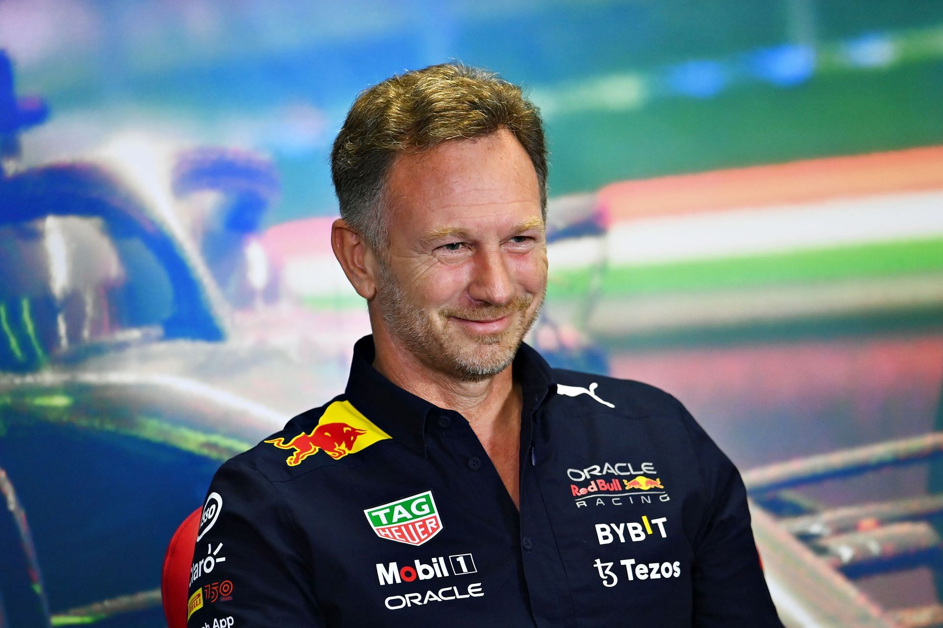 Red Bull Racing Team Principal Christian Horner attends the Team Principals Press Conference prior to final practice ahead of the F1 Grand Prix of Hungary at Hungaroring on July 30, 2022 in Budapest, Hungary. (Photo by Dan Mullan/Getty Images)