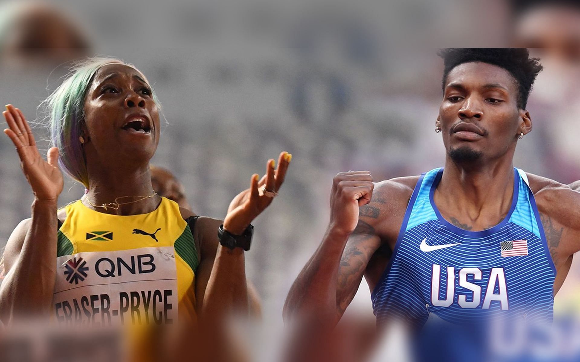 Shelly-Ann Fraser-Pryce and Fred Kerley are both taking part in the 100-meter dash