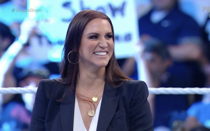 Stephanie McMahon addresses Vince McMahon's retirement in an emotional speech on SmackDown