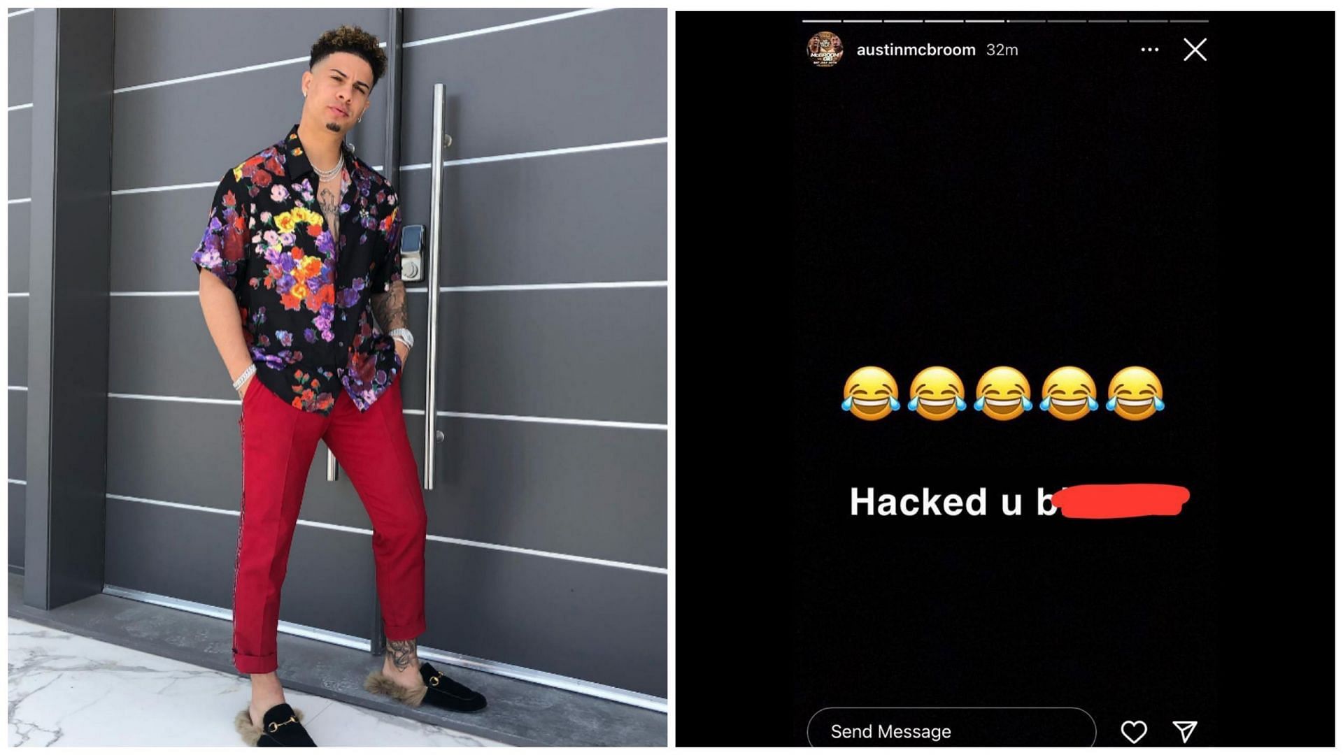 YouTuber Austin McBroom&#039;s Instagram account was hacked into again  (Image via @austinmcbroom and @defnoodles/Instagram)