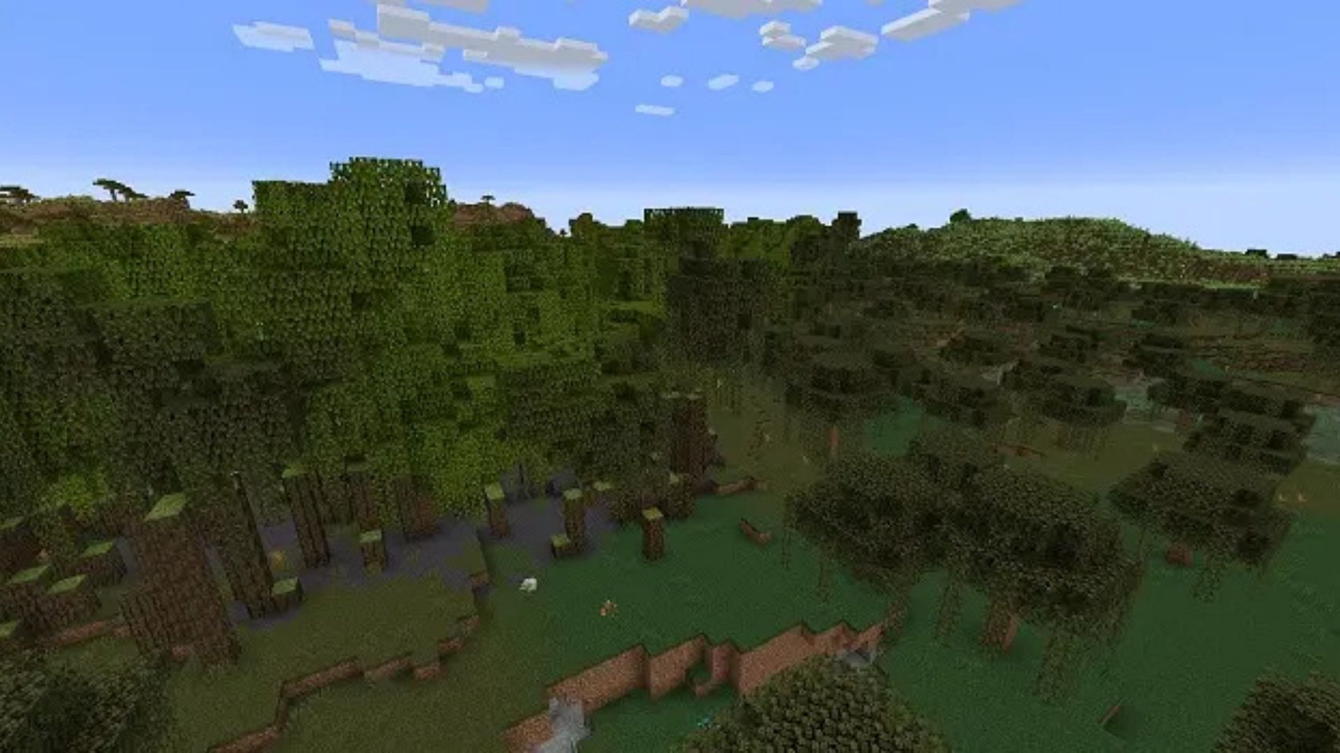 Two merging swamps (Image via Minecraft)