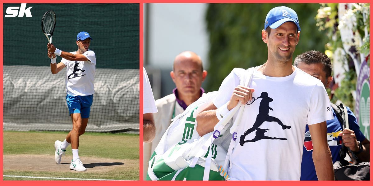 Novak Djokovic arrives for a training session ahead of Sunday&#039;s final