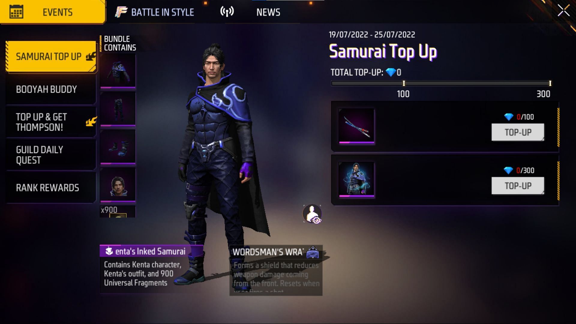 Players can click on the &#039;Battle in Style&#039; section (Image via Garena)