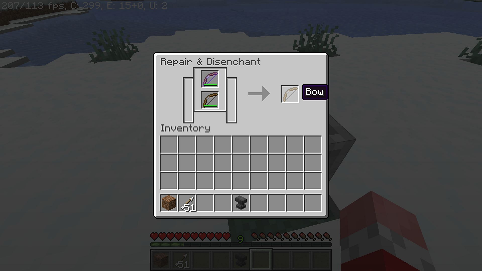 Repairing with a grindstone gives more durability but does not retains enchantment (Image via Minecraft 1.19)
