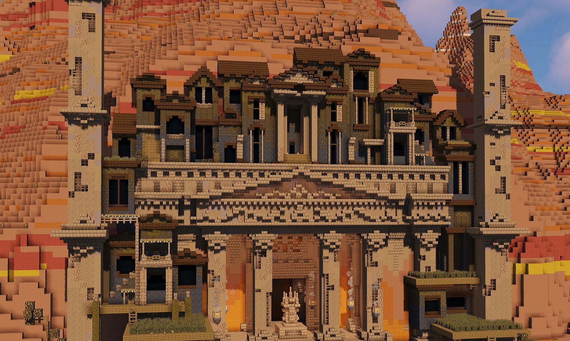 Mojang may want to take a few notes as to what a mesa temple might look like (Image via u/Waspycraft11/Reddit)