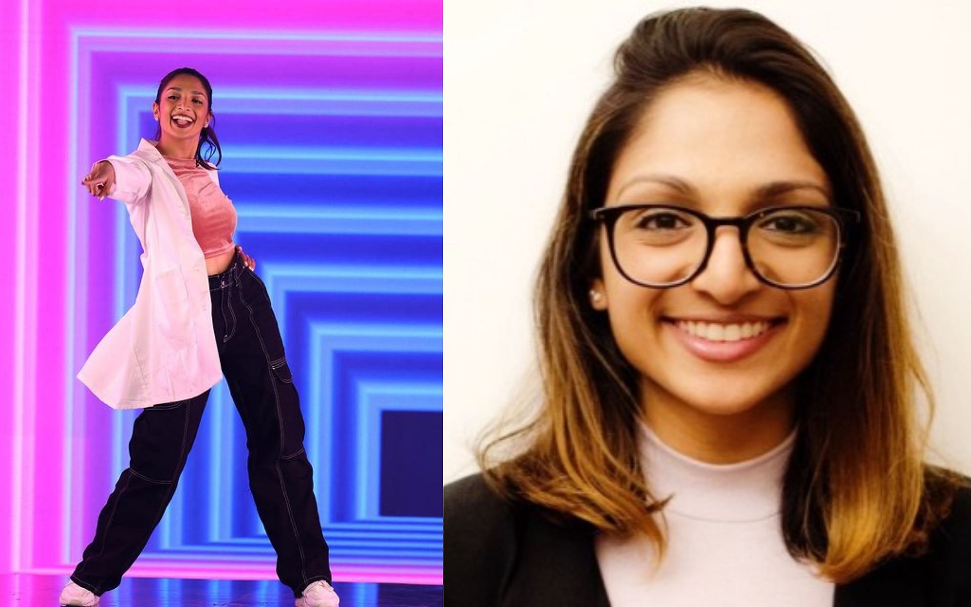 Eshani Patel wins week 8 of Dancing with Myself (Images via eshpat/Instagram and Eshani Patel/Linkedin)