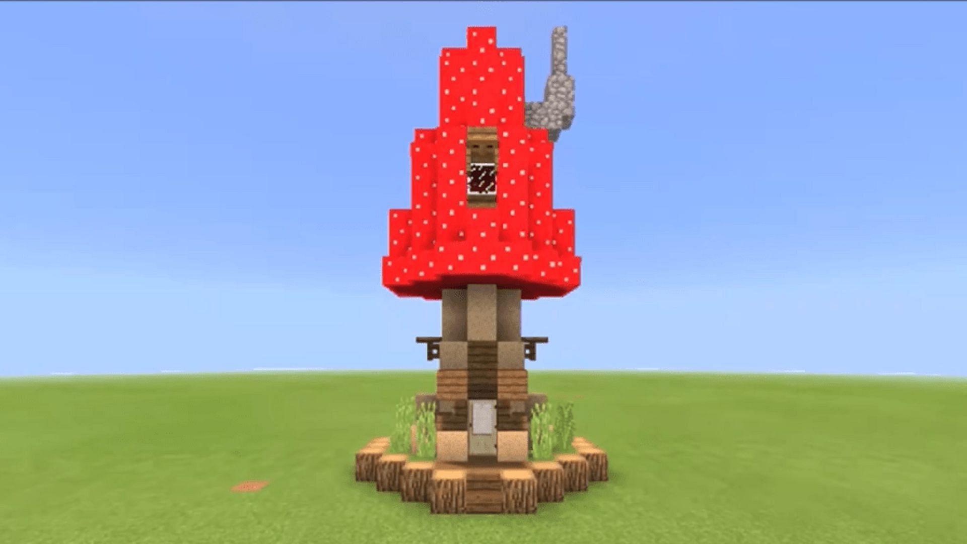 A mushroom house makes for a particularly quirky build (Image via DaphneElaine/YouTube)