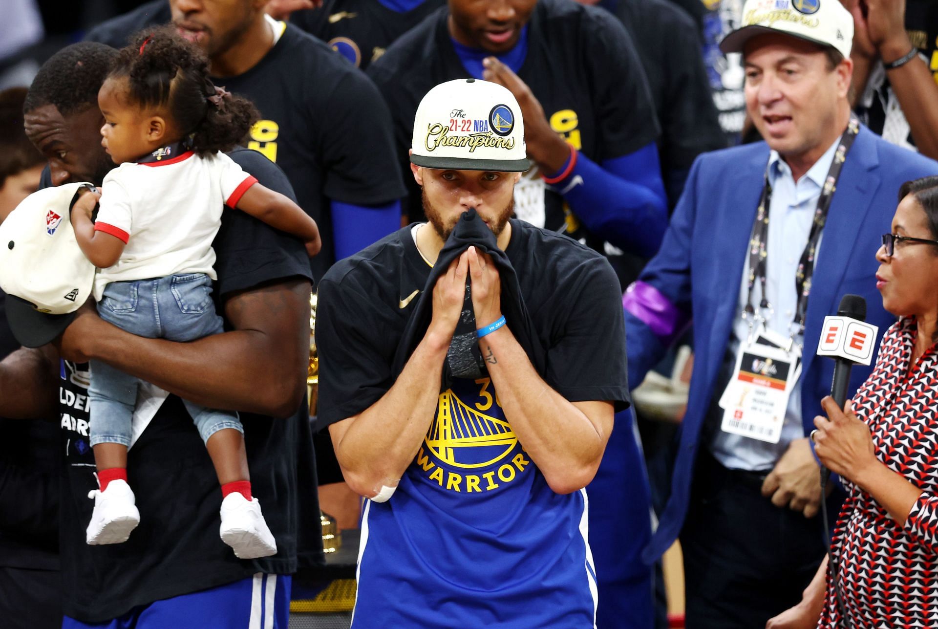 Steph Curry celebrates winning the NBA Finals