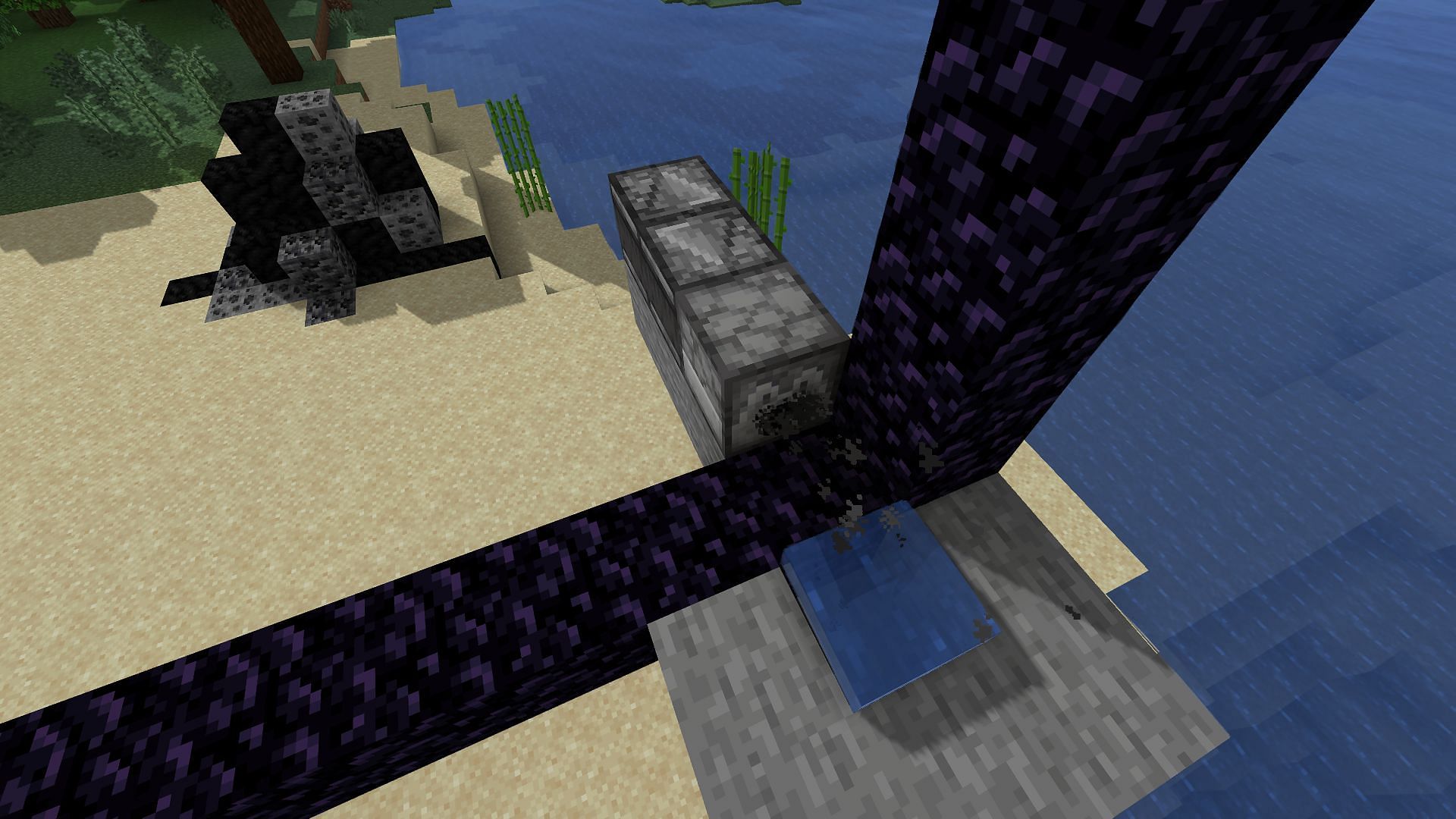 The system to quickly break the portal (Image via Minecraft)