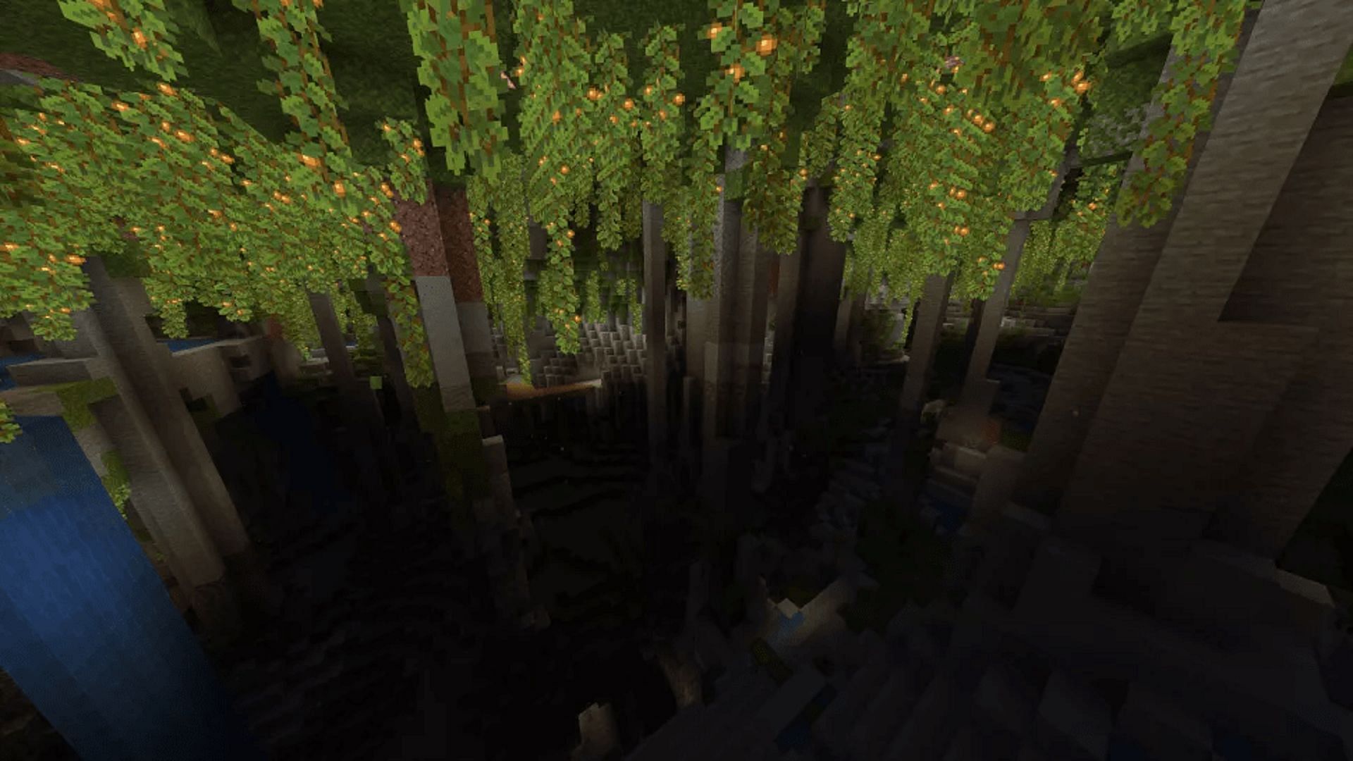 This massive lush cave is quite close to spawn (Image via Mojang)