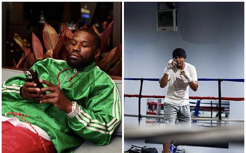 FLoyd Mayweather Jr. (left), Shakur Stevenson (right) -Images via @floydmayweather and @shakurstevenson on Instagram