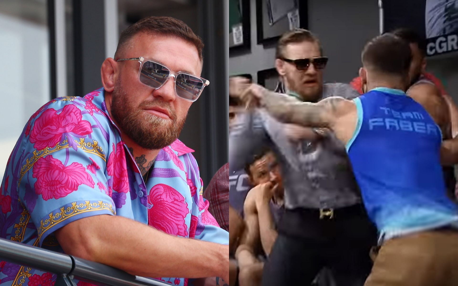 Conor McGregor (left) Cody Garbrand shoving McGregor (right) [Image via UFC on Youtube]