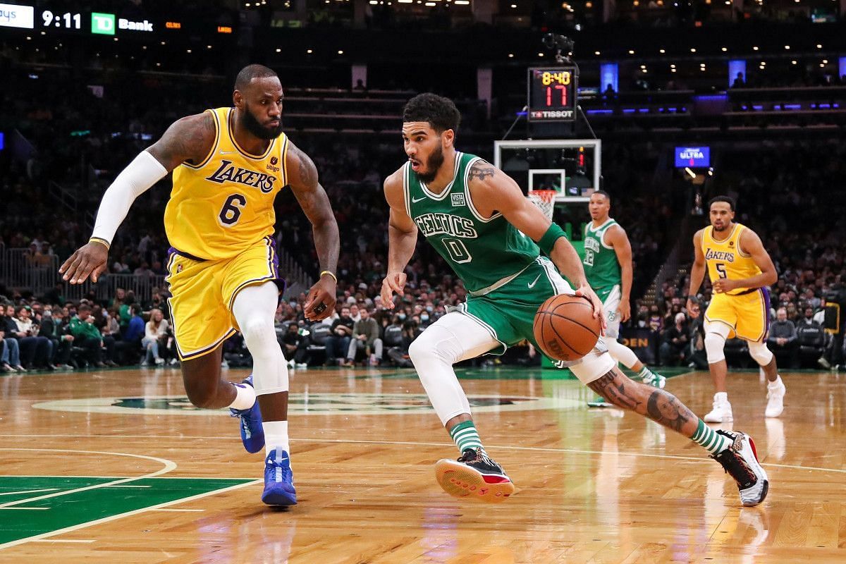 Los Angeles Lakers forward LeBron James and Boston Celtics forward Jayson Tatum