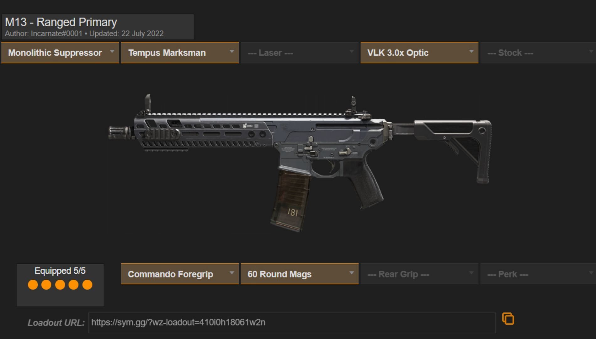 M13 loadout Call of Duty Warzone (Image via sym.gg)