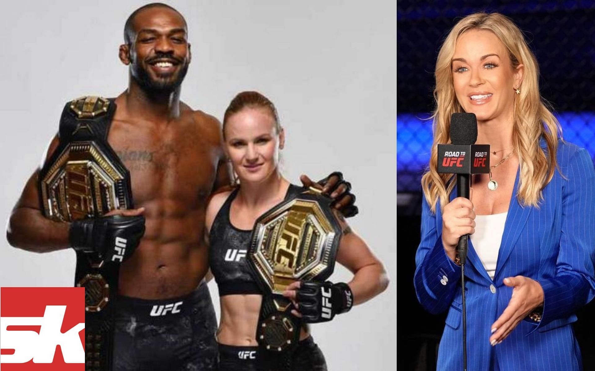 Laura Sanko compares Valentina Shevchenko to Jon Jones [Photo credit: @ufc on Twitter, @laura_sanko on Instagram]