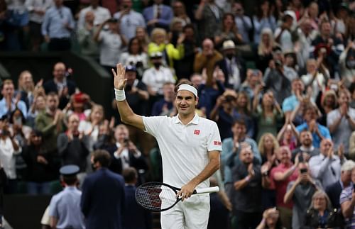 Roger Federer at the 2021 Wimbledon Championships