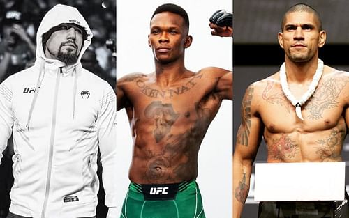 (L to R) Robert Whittaker, Israel Adesanya, Alex Pereira [Images via @stylebender, @robwhittakermma, and @alexpoatanpereira on Instagram]